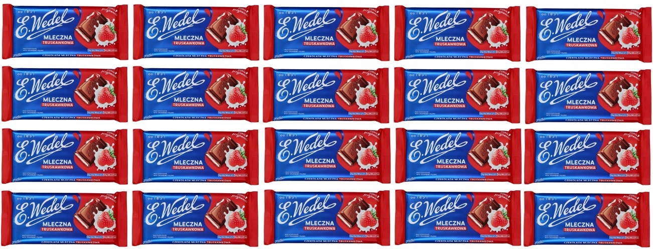 20x 100g Wedel Czekolada mleczna Truskawkowa Karton