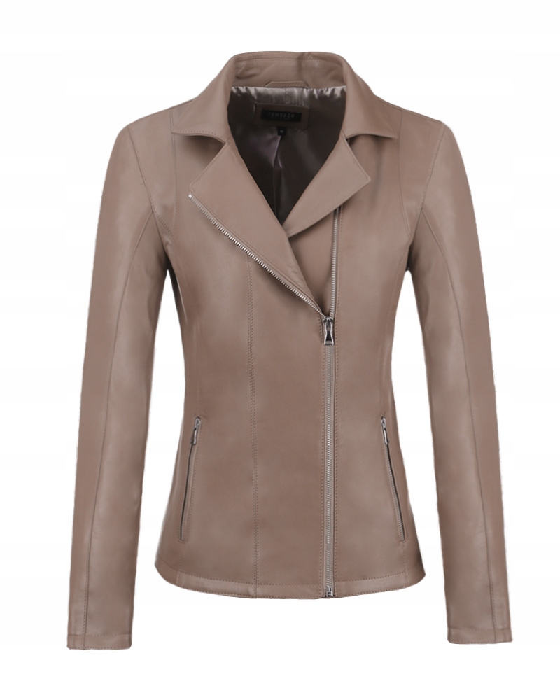 Dámská Kožená Ramoneska Mokka Brita XXL/44 Tomskór