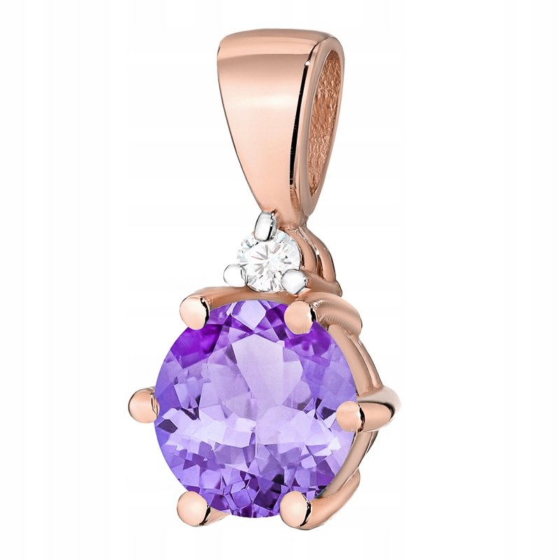 Krásný Klasický Zlatý Přívěsek Přívěsek pr. 585 s Ametystem 0,50ct 14k