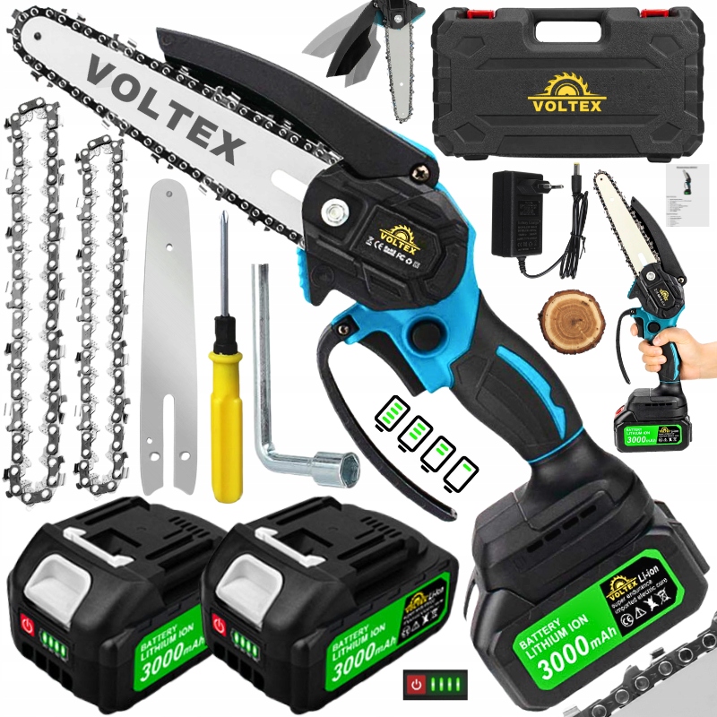 Piła Łańcuchowa Akumulatorowa 21V – Elektryczna Gałęziówka 2x Aku i 2x Łań