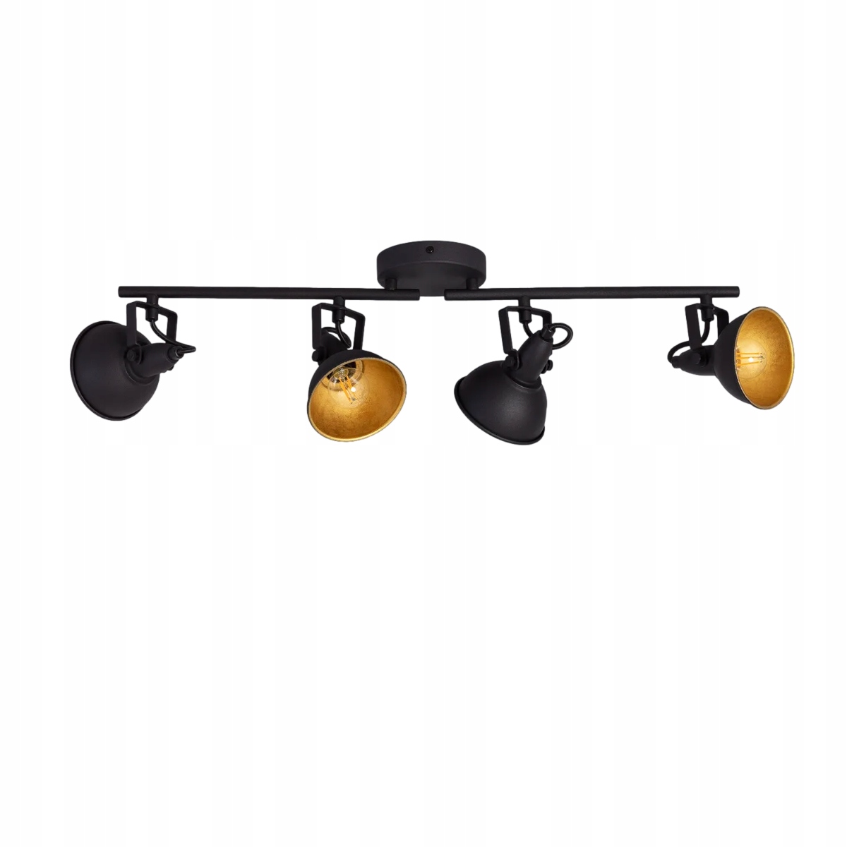 Retro stropná lampa loft čierna zlatá, 4 nastaviteľné reflektory Abruzzo