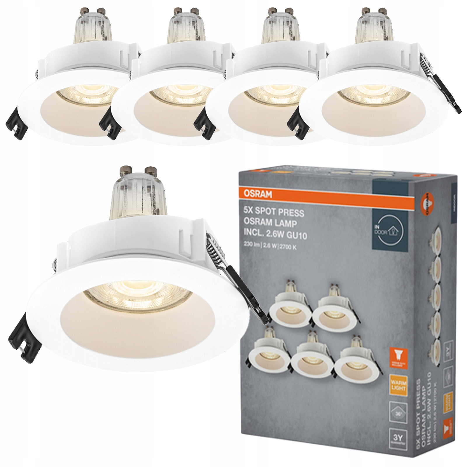 5x Led podomítkové stropní svítidlo Kulaté Stropní Svítidlo Spot kulaté GU10 2.6W 200lm 2700K
