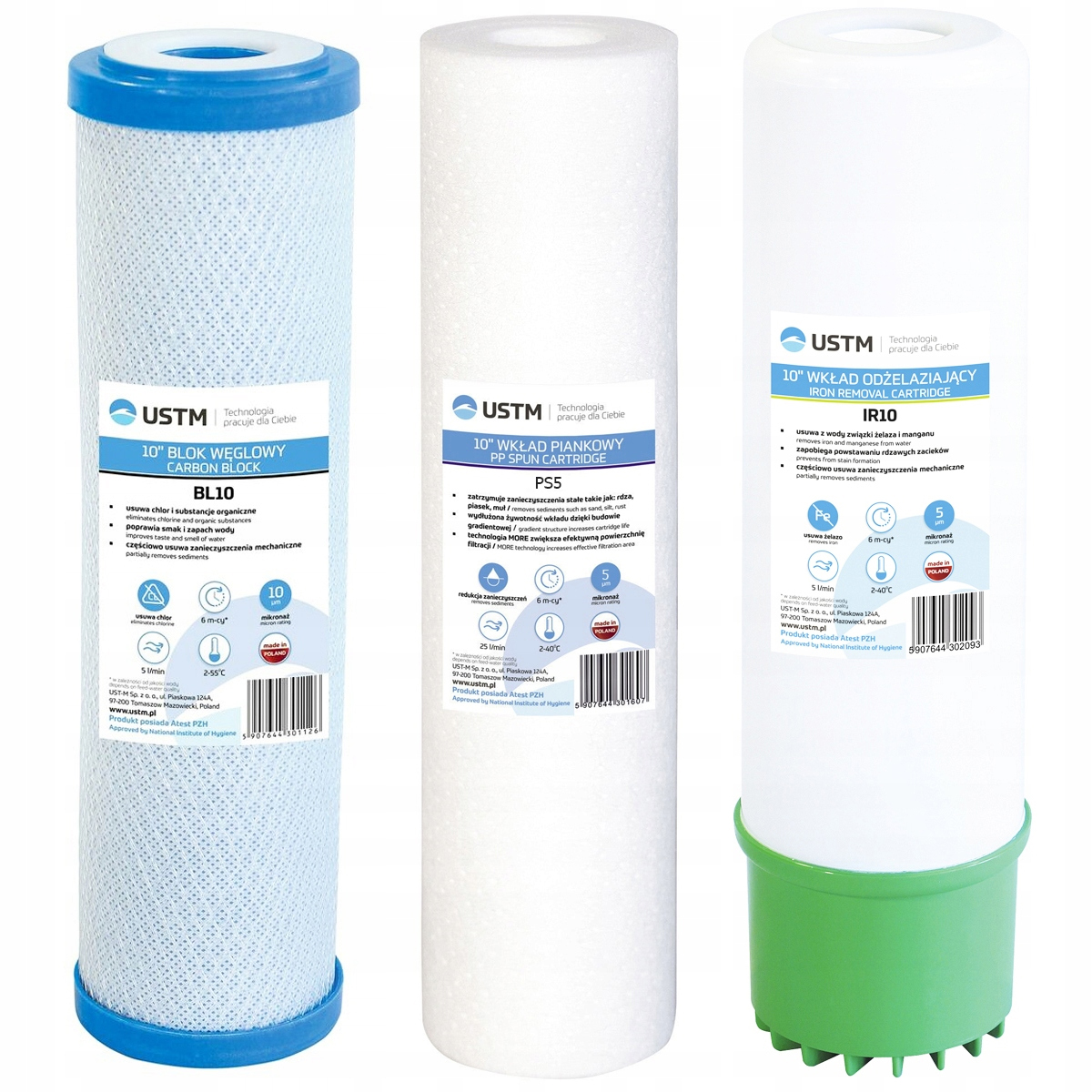 ZESTAW WKŁADÓW PIANKOWY WĘGLOWY ODŻELAZIAJĄCY USTM