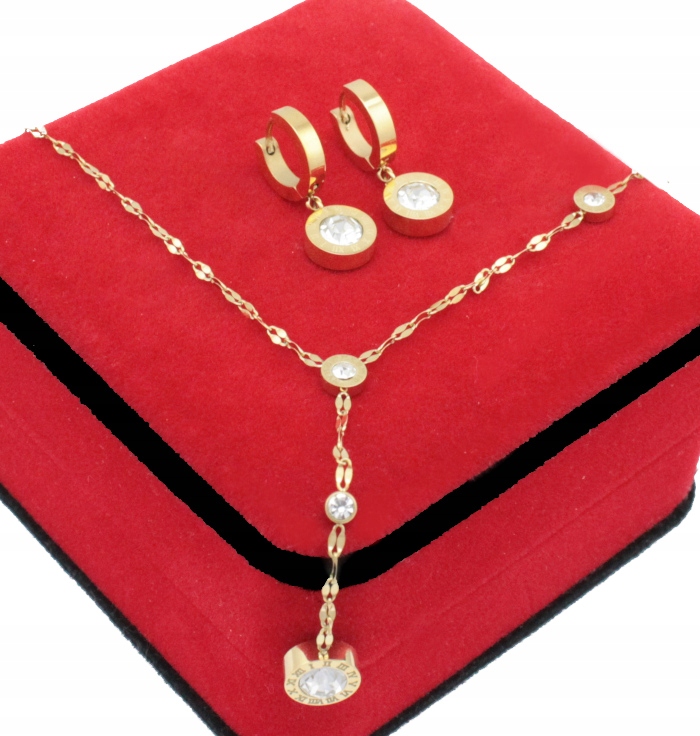 

Komplet Złoty Krawatka Zirconia Stal 316 L