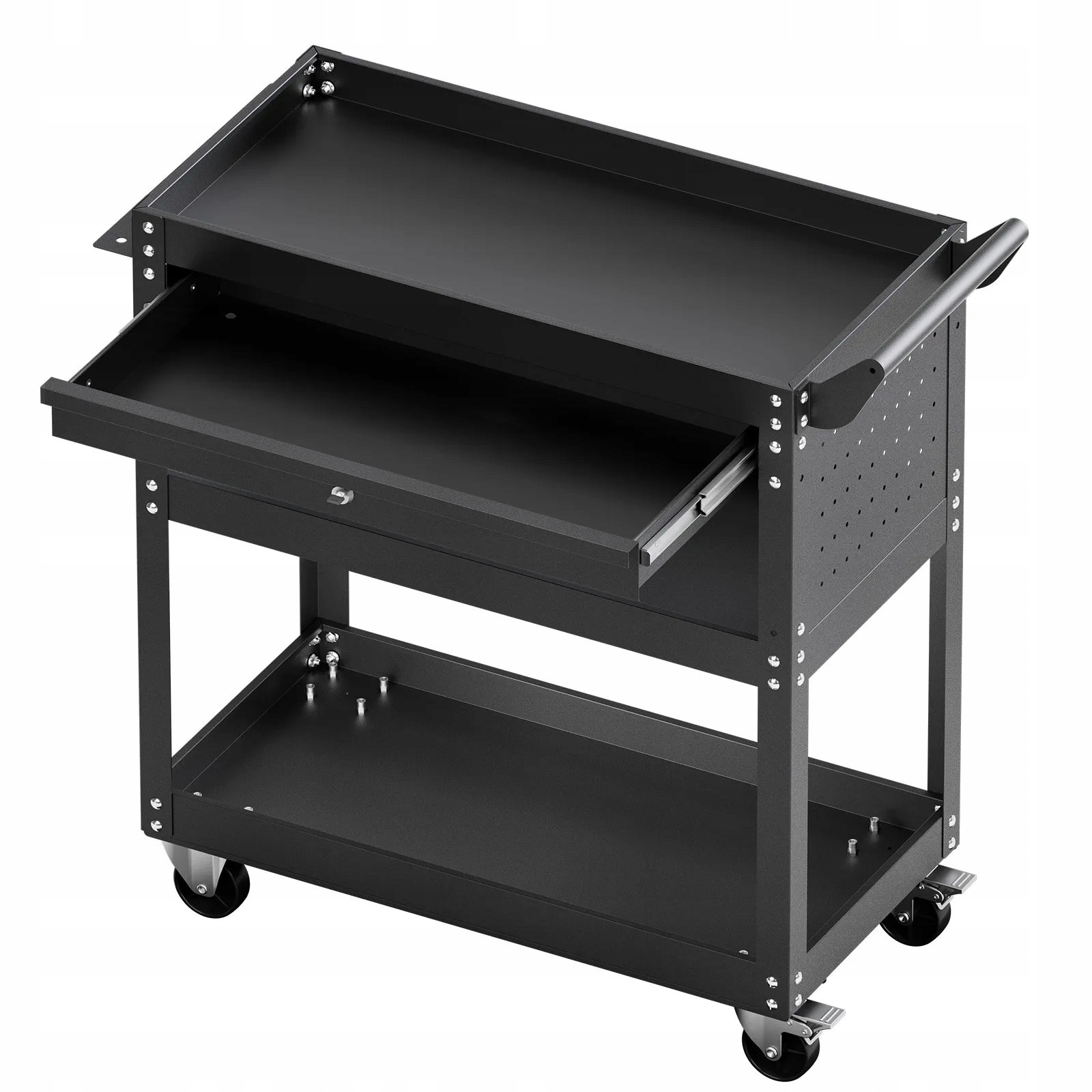 Dílenský vozík na nářadí silný černý 160 kg 830 x 350 x 826 mm 4 kola