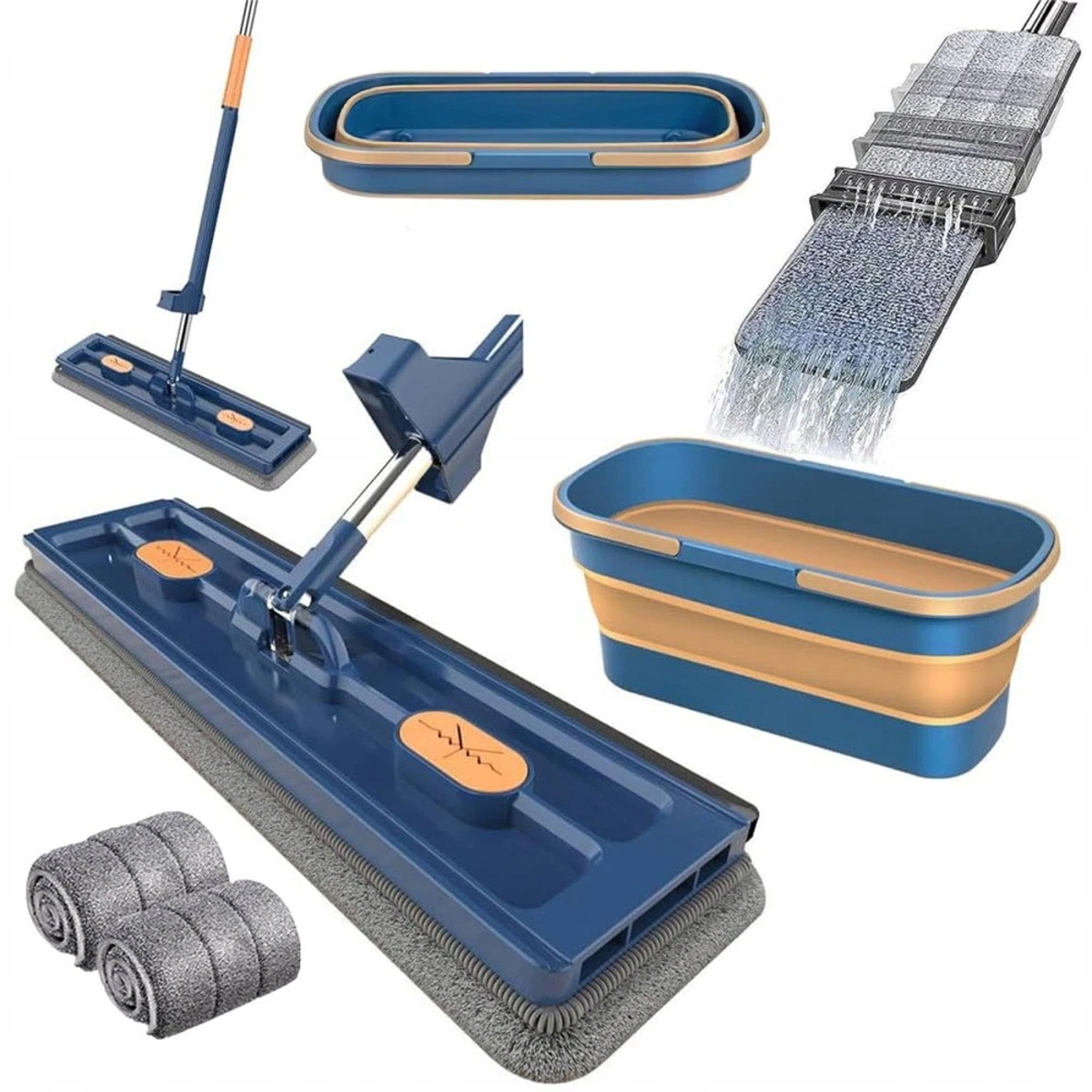 Plochý Vířivý Mop Se Škrabkou S Kbelíkem A 2 Nástavci