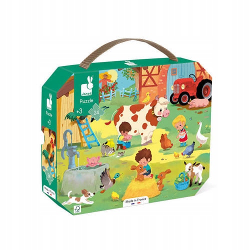 

Puzzle w walizce Dzień na farmie 24 elementy Janod