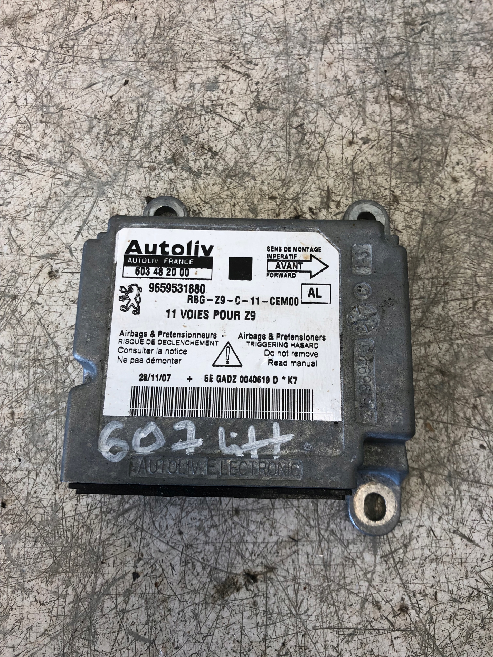 module SENSOR airbag PEUGEOT 607 LIFT 9659531880