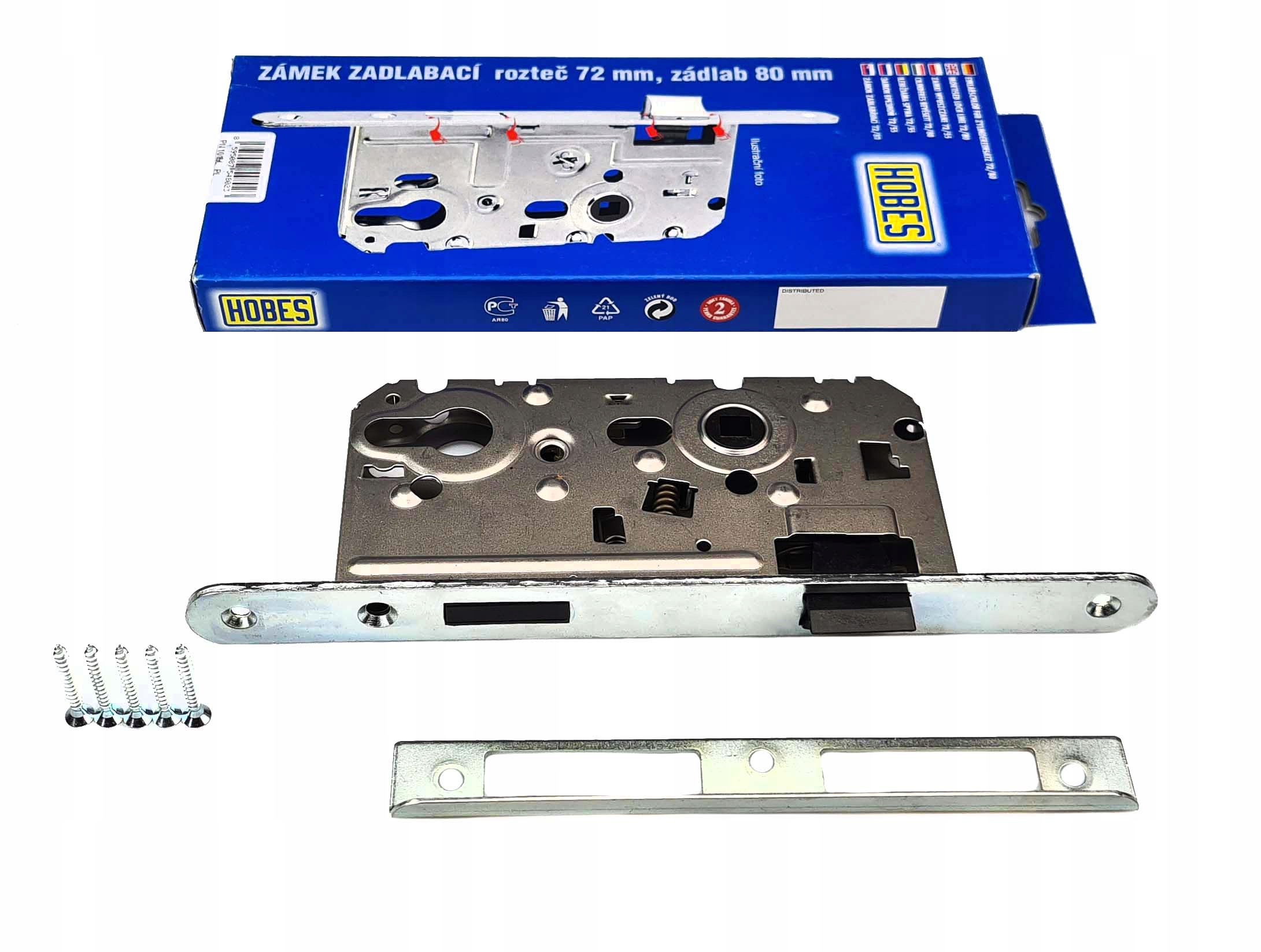 

Zamek Drzwiowy Wpuszczany Hobes 72/55 Wkład K334 L