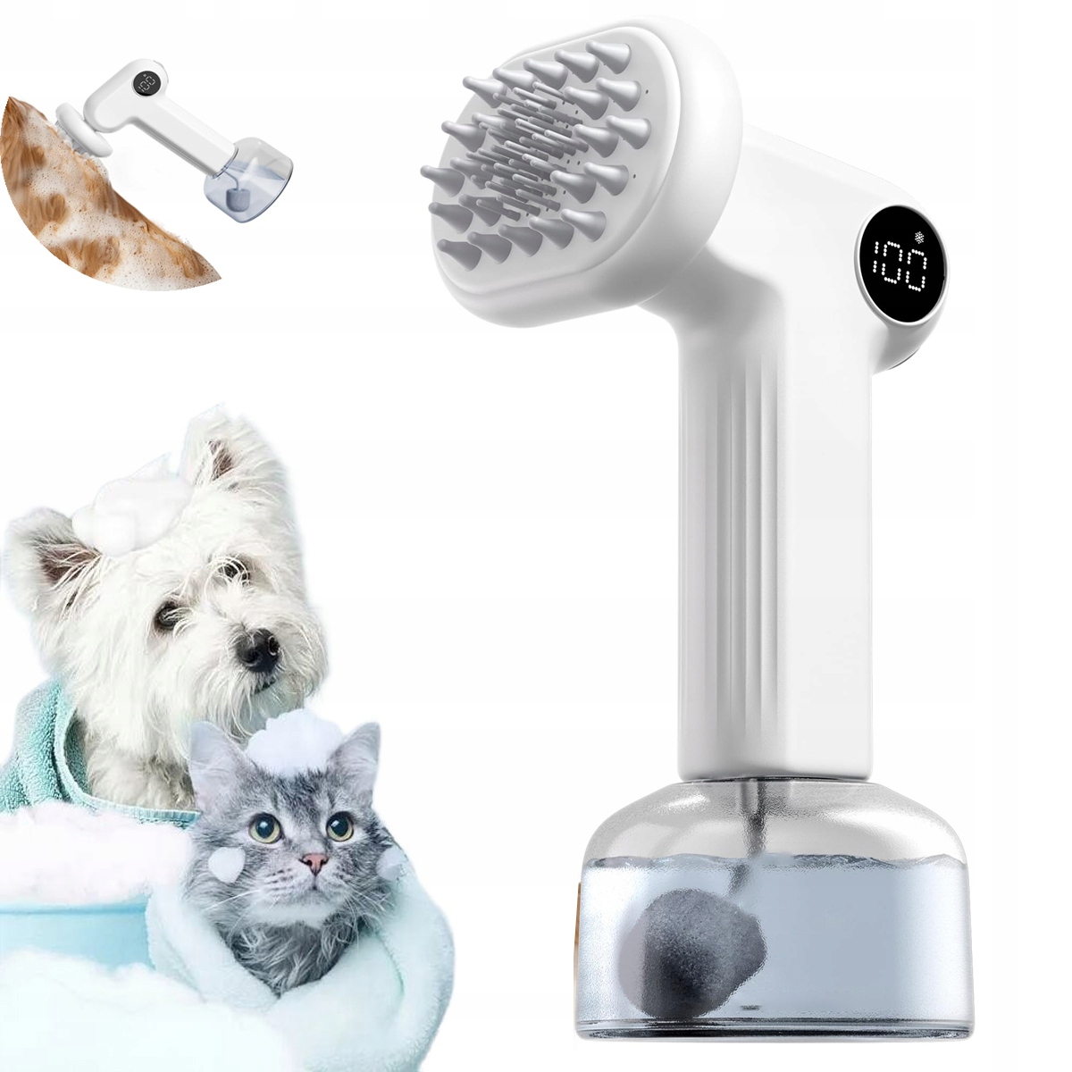 Automatický dávkovač šamponu a mýdla pro domácí mazlíčky 300 ml, 1000 mAh, dva režimy pěny