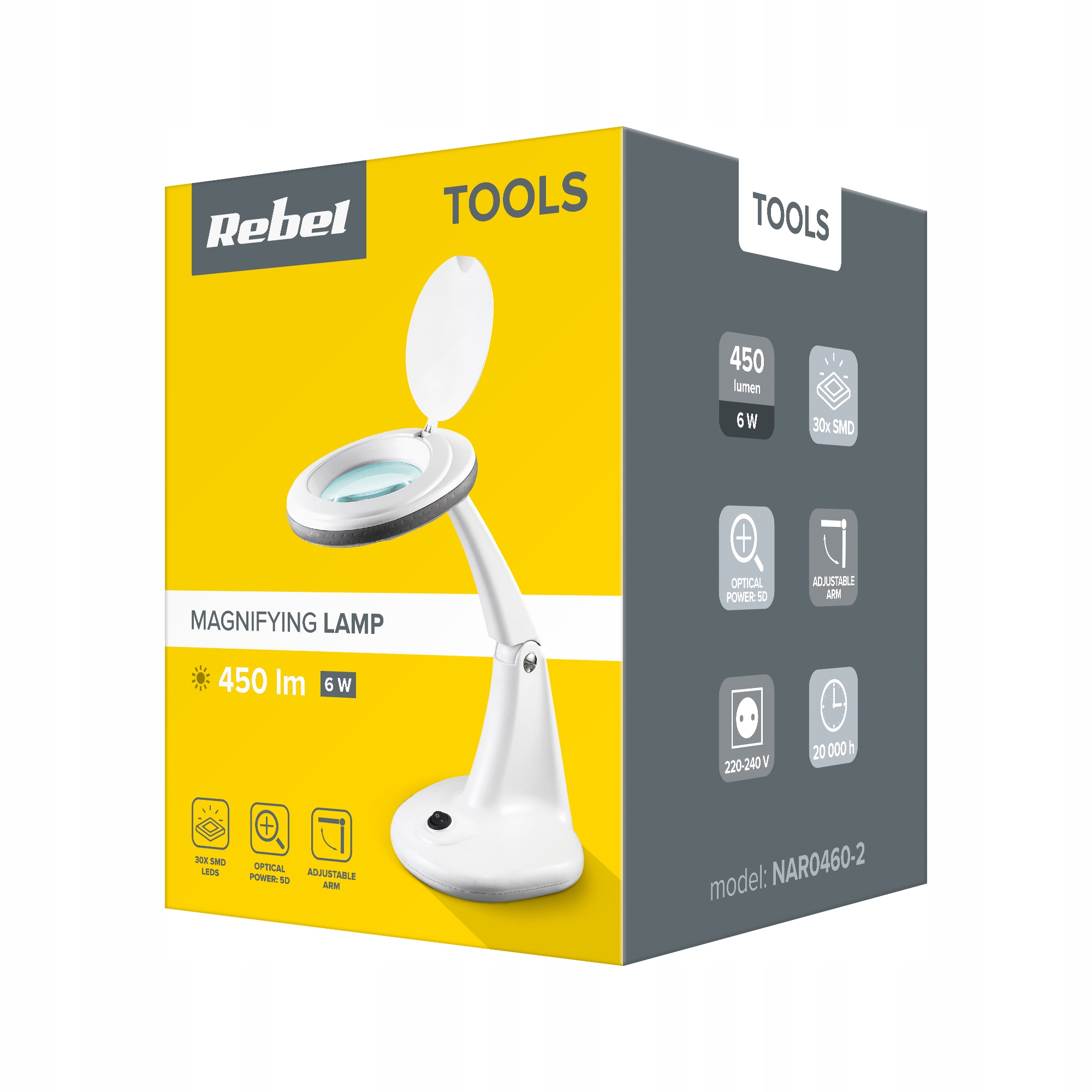 Lampa z lupą na stół 5D 6500K LED 48 SMD 6W Rebel Model NAR0460-2