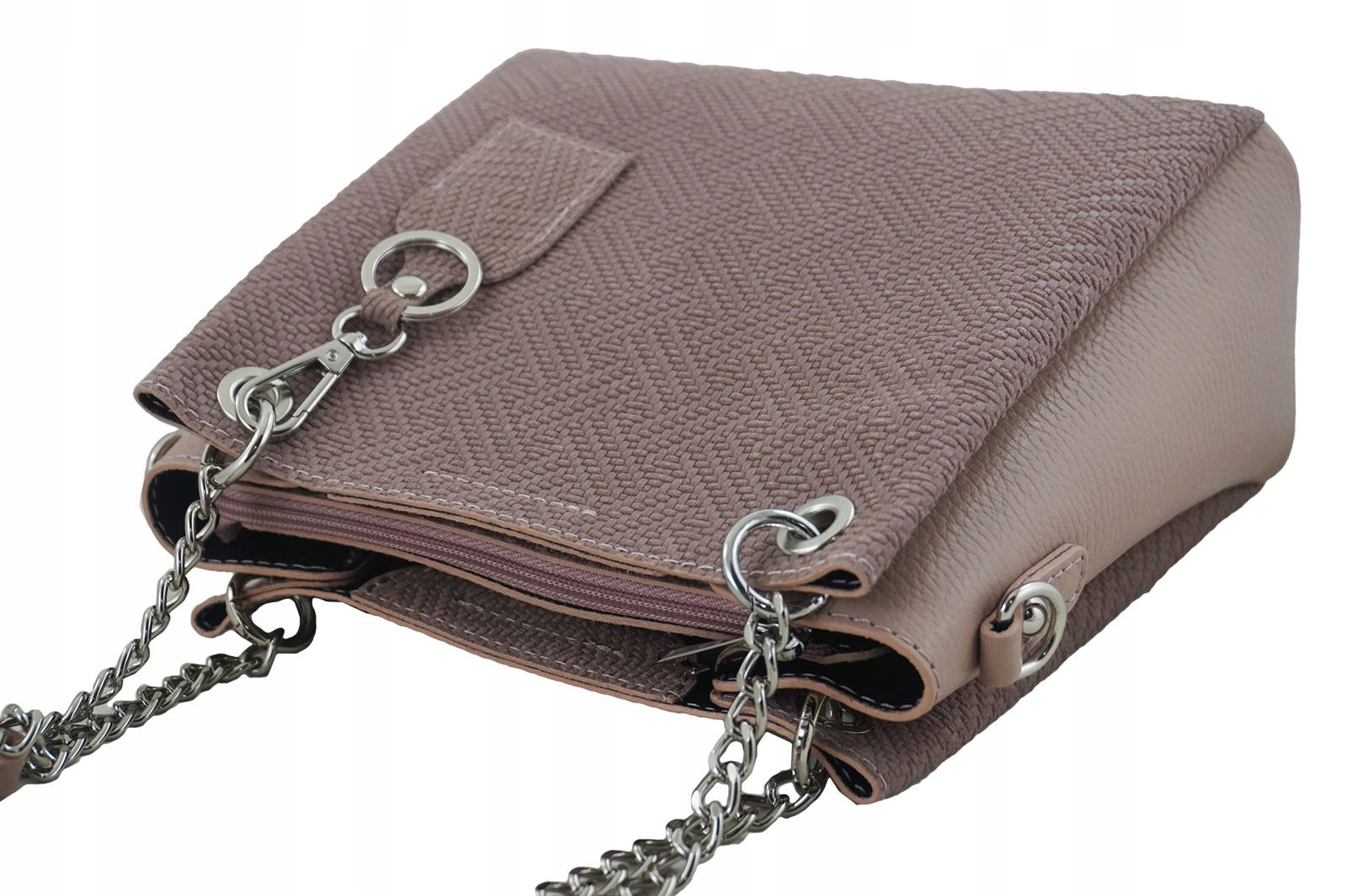 Torebka ze wzorem geometrycznym - Różowa pudrowa Styl miejski