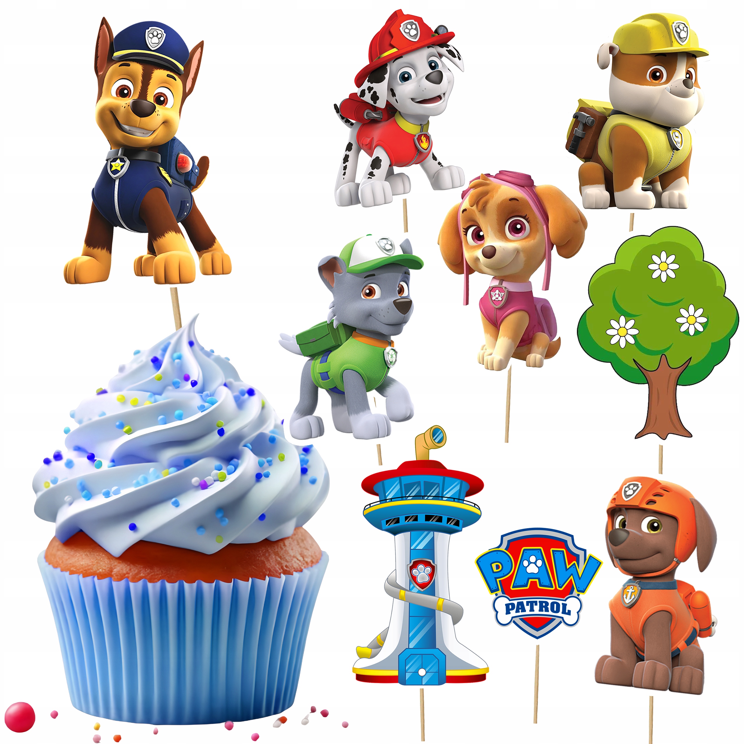 TOPPER NA TORT PSI PATROL ZESTAW POSTACI 9szt