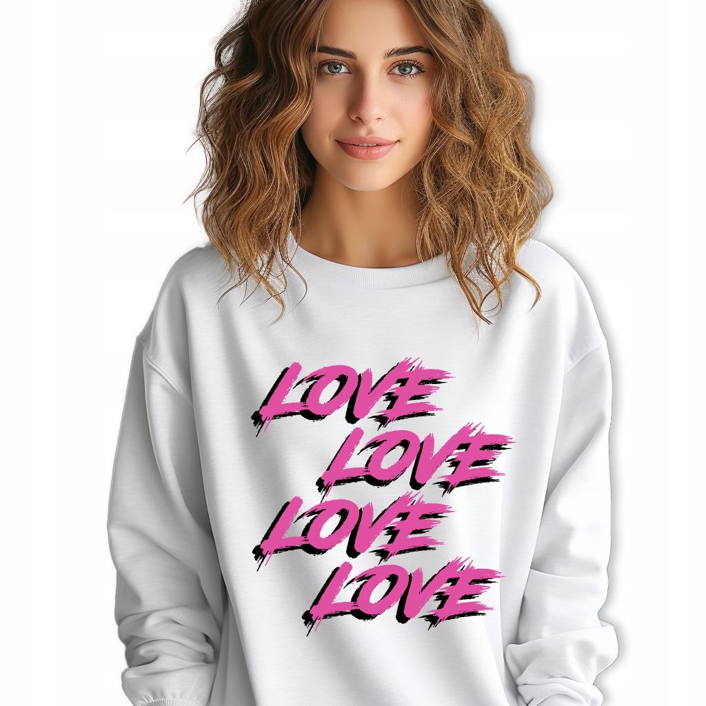 Mikina Bílá Dresová Love Love Love Pozitivní trendy Stylové vzory Velikost M