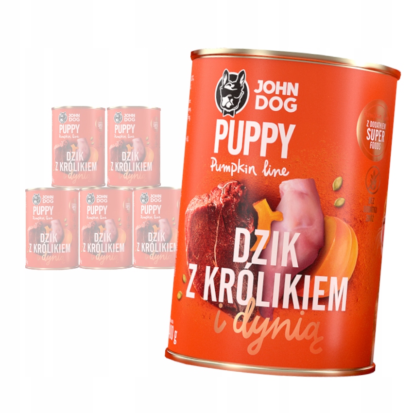 Levně John Dog Krmivo Pro Štěňata Divočák Králík Dýně 6x400g
