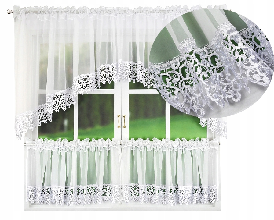 FIRANA GOTOWA Z GIPIURA ZAZDROSTKA FIRANKA WOAL do KUCHNI