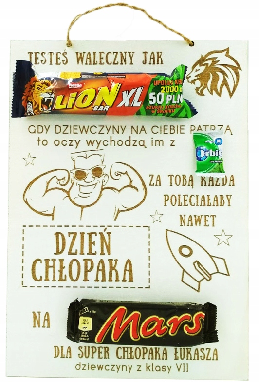 

Tabliczka na Dzień Chłopaka Grawer A4 + słodycze