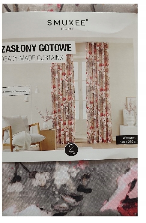 

Zasłony Kwiaty Smukee taśma 2 szt. 140x250