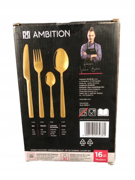 SZTUĆCE ZESTAW złoty MADENI Ambition 16EL na 4 osoby komplet sztućców Kod producenta 5907078430546