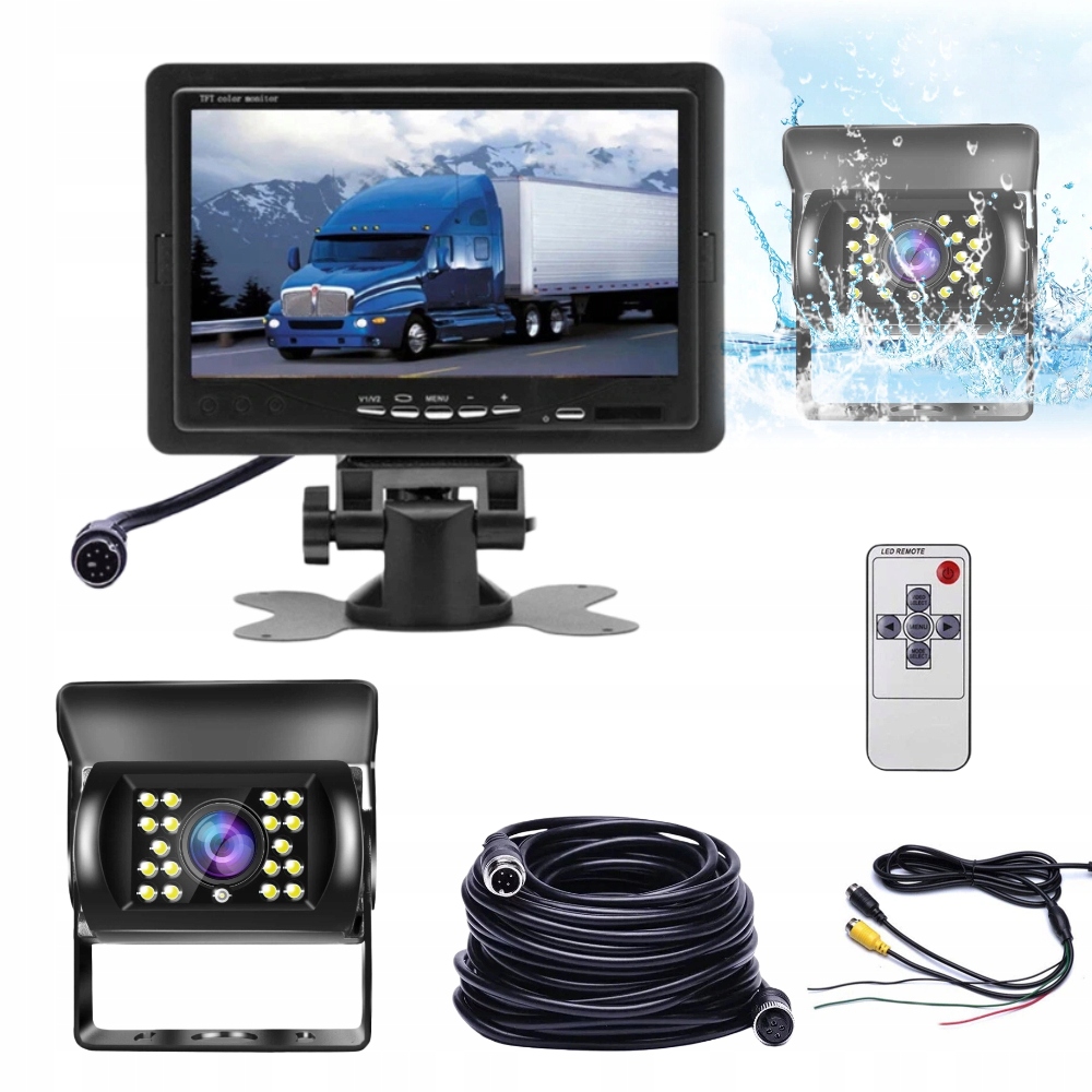 Couvací Kamera s monitorem Automobilová Univerzální 7 Palců Led Set