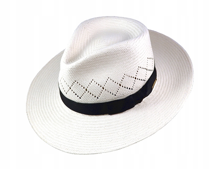 Slaměný klobouk na léto Fedora Memphis Ecru Witleather