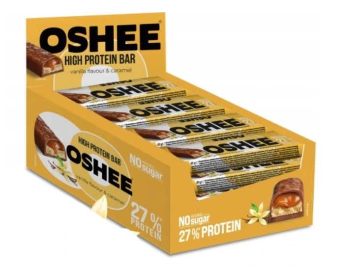 Levně 12 x 49 g Oshee proteinová tyčinka s vanilkovo-karamelovou příchutí Karton