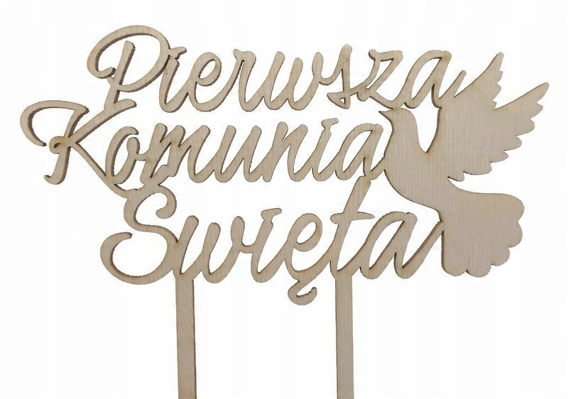 

Topper napis Pierwsza Komunia Św drewniany Gołąbek