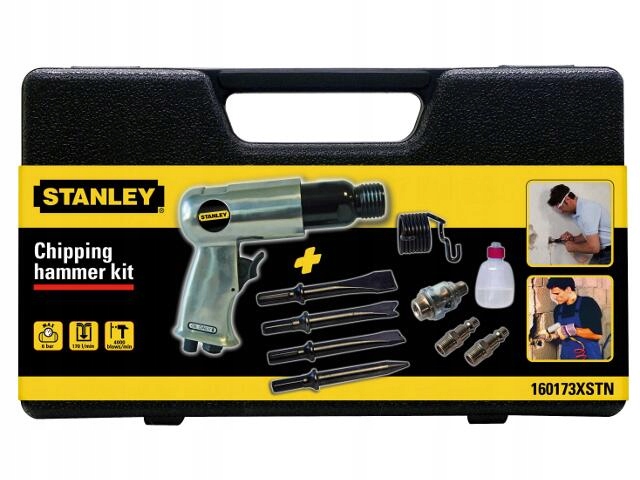 Pneumatické Příklepové Kladivo Poháněné Vzduchem 6 Barů, Sada Dlát Stanley