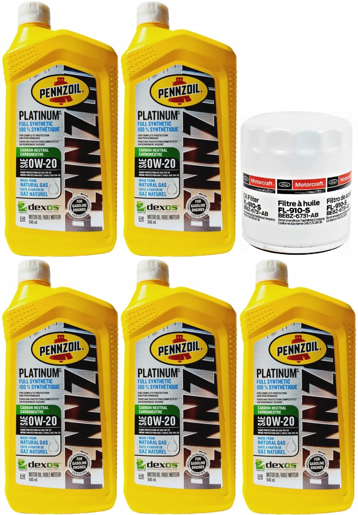 PENNZOIL 0W20 4,7L + FILTR FORD FUSION 2,0 13-20