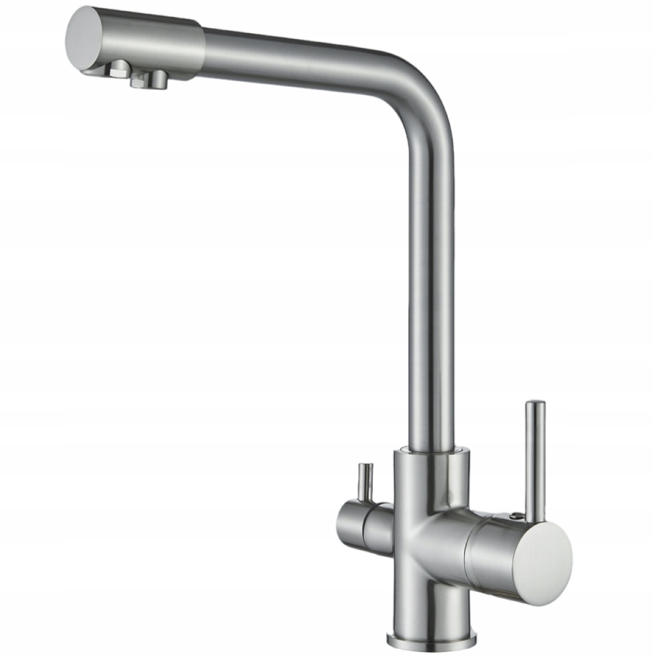 Třícestná Kuchyňská Baterie, Robustní Filtr, Moderní Stojící Kohoutek, Stříbrný
