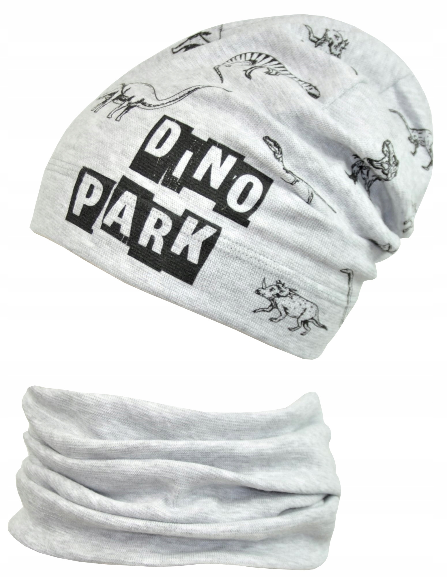 

Czapka i Komin wiosenny dla chłopca Dinozaury 3-6L