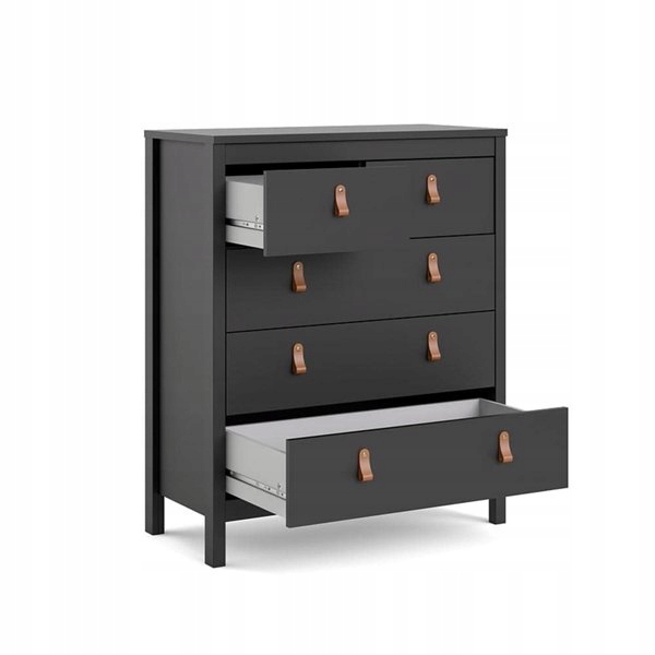 KOMODA skandynawska czarny mat 5 SZUFLAD do salonu 82 cm x 99 cm MADRID Kolor frontów czarny