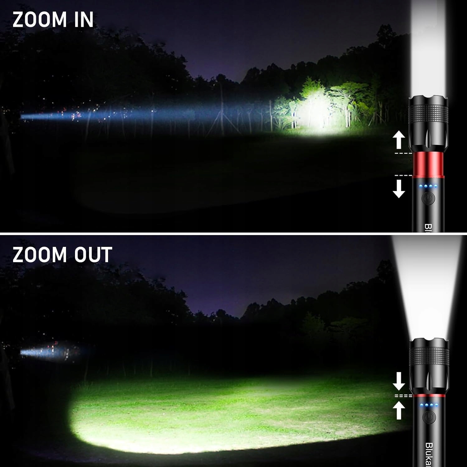 Mini latarka LED z zoomem 3W Blukar Kolor dominujący beże i brązy