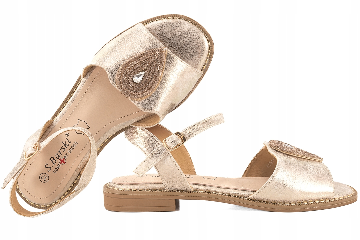 S.barski KV51-098 Dámské Ploché Sandály zlaté, zlaté, velikost 41