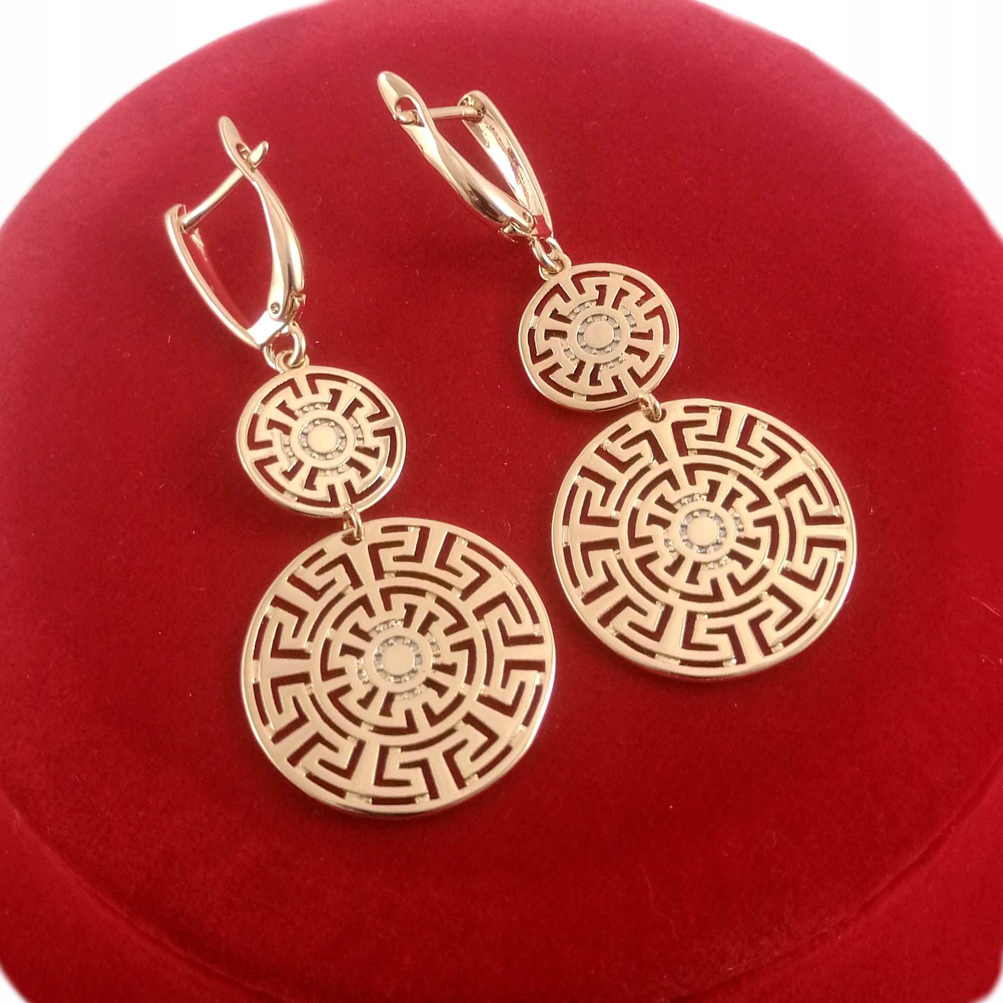 ZŁOTE KOLCZYKI GRECKIE STAL CHIRURGICZNA BIŻUTERIA NA 18 20 30 40 GWARANCJA Stan opakowania oryginalne