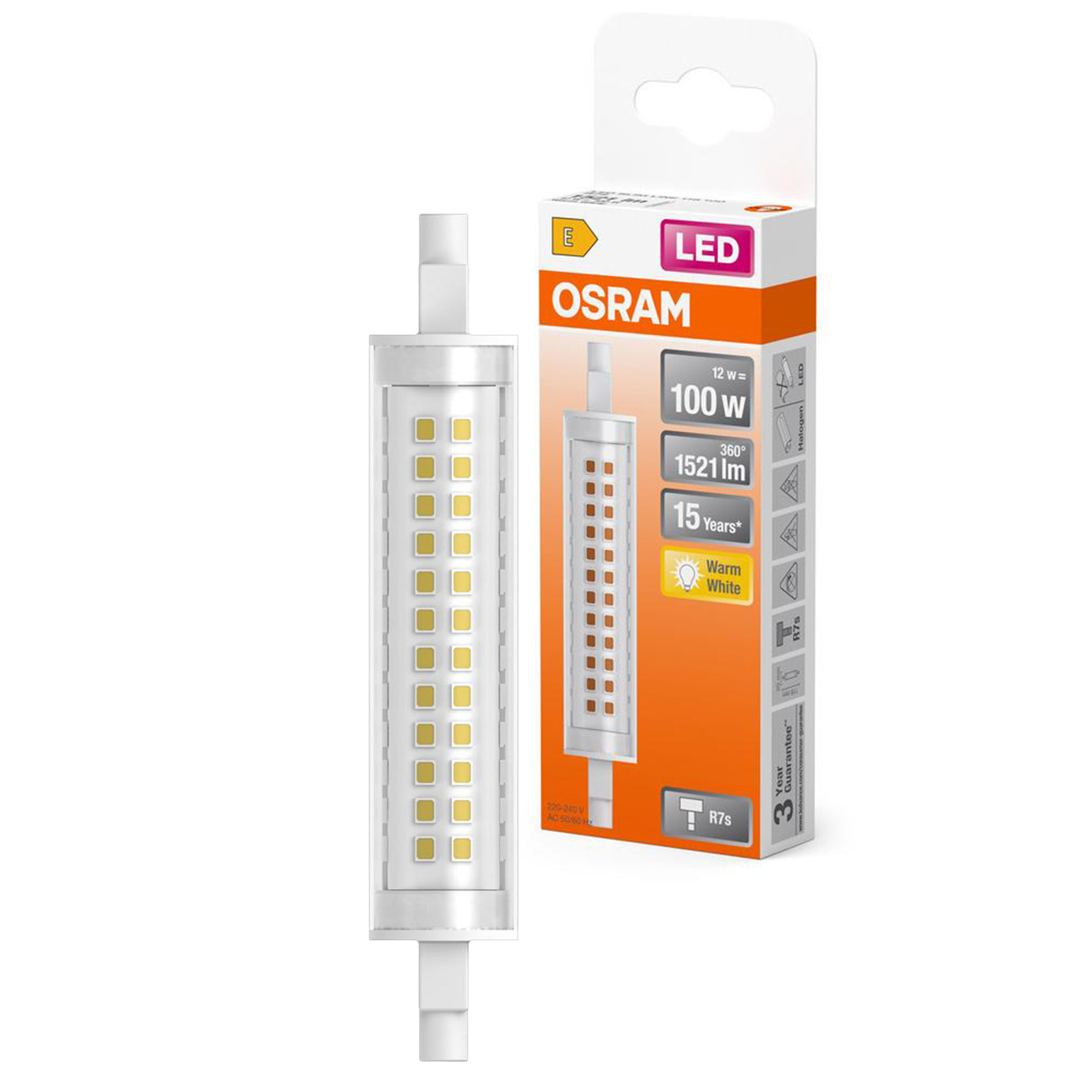 Żarówka LED Kapsułka R7s 12W = 100W 1521lm 2700K Ciepła 300° SLIM LINE