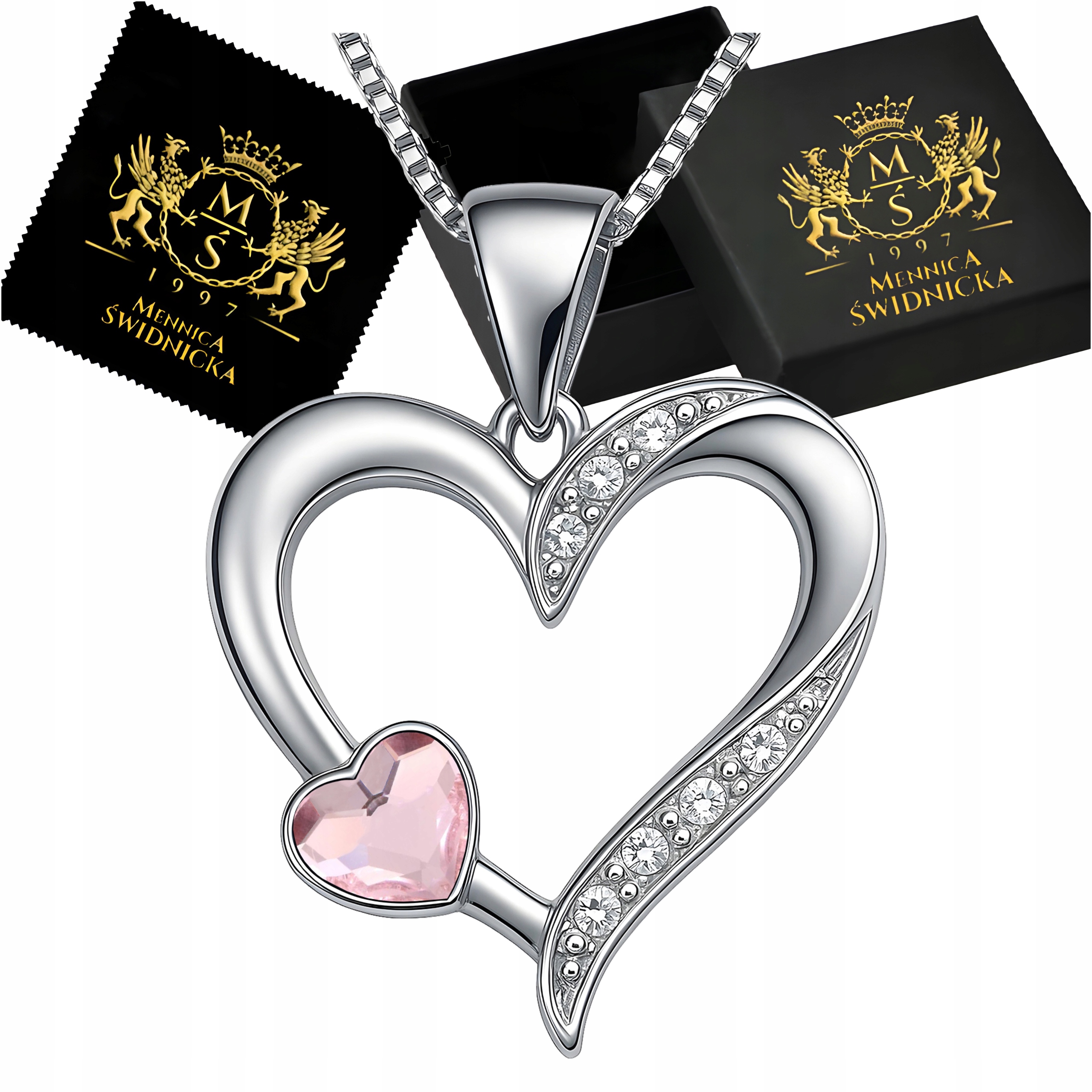 Stříbrný náhrdelník Stříbro 925 Srdce jako Dárek Přívěsek Zirkony pro ženy