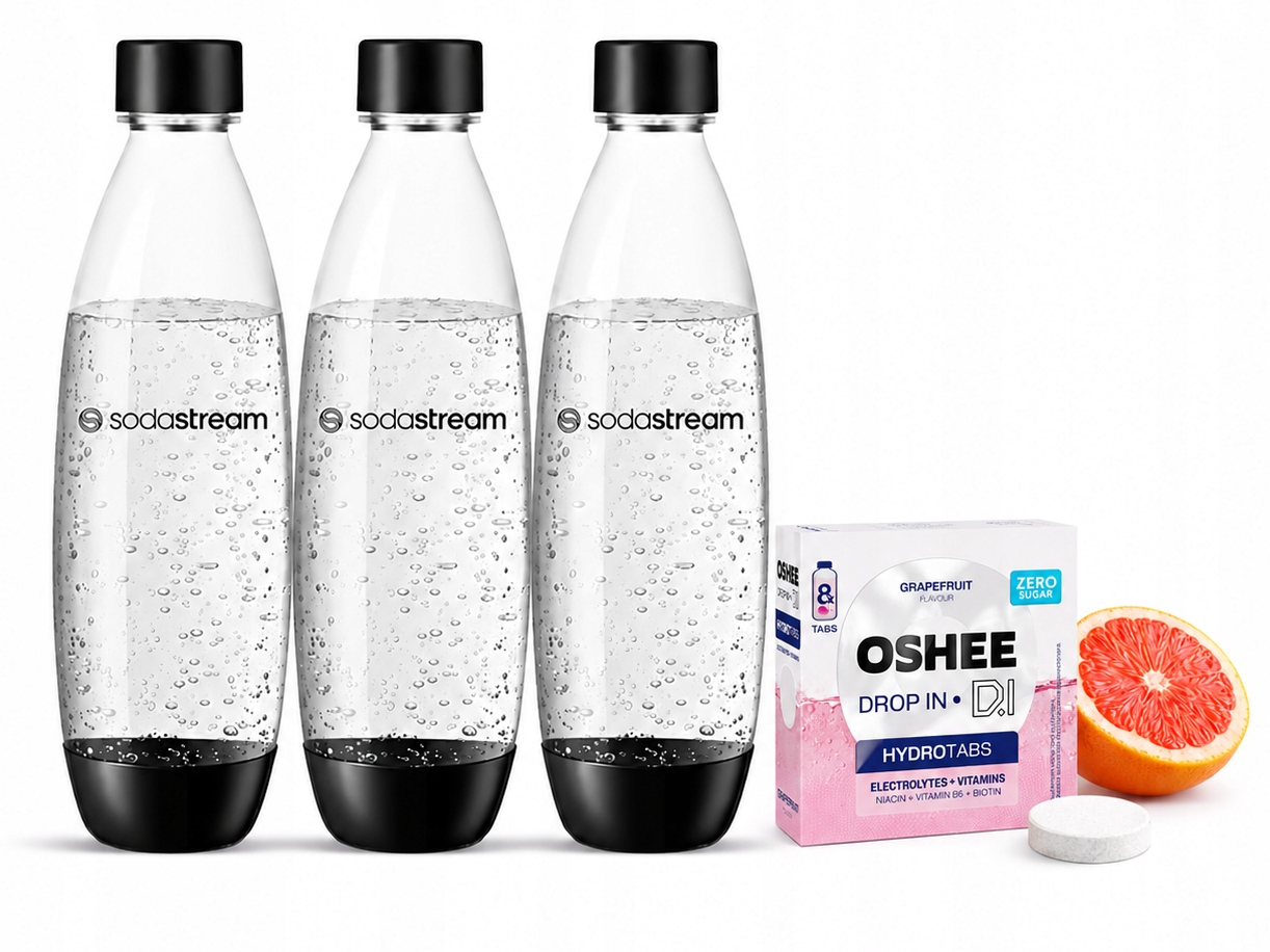 Set 3x Láhve Láhev 3x 1L Na Vodu SodaStream Fuse Oshee Tabs