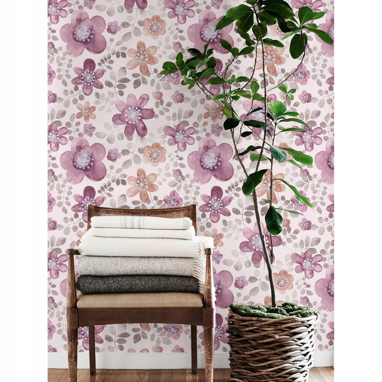 

Tapeta flizelinowa Różowe kwiaty 250x104 cm + klej