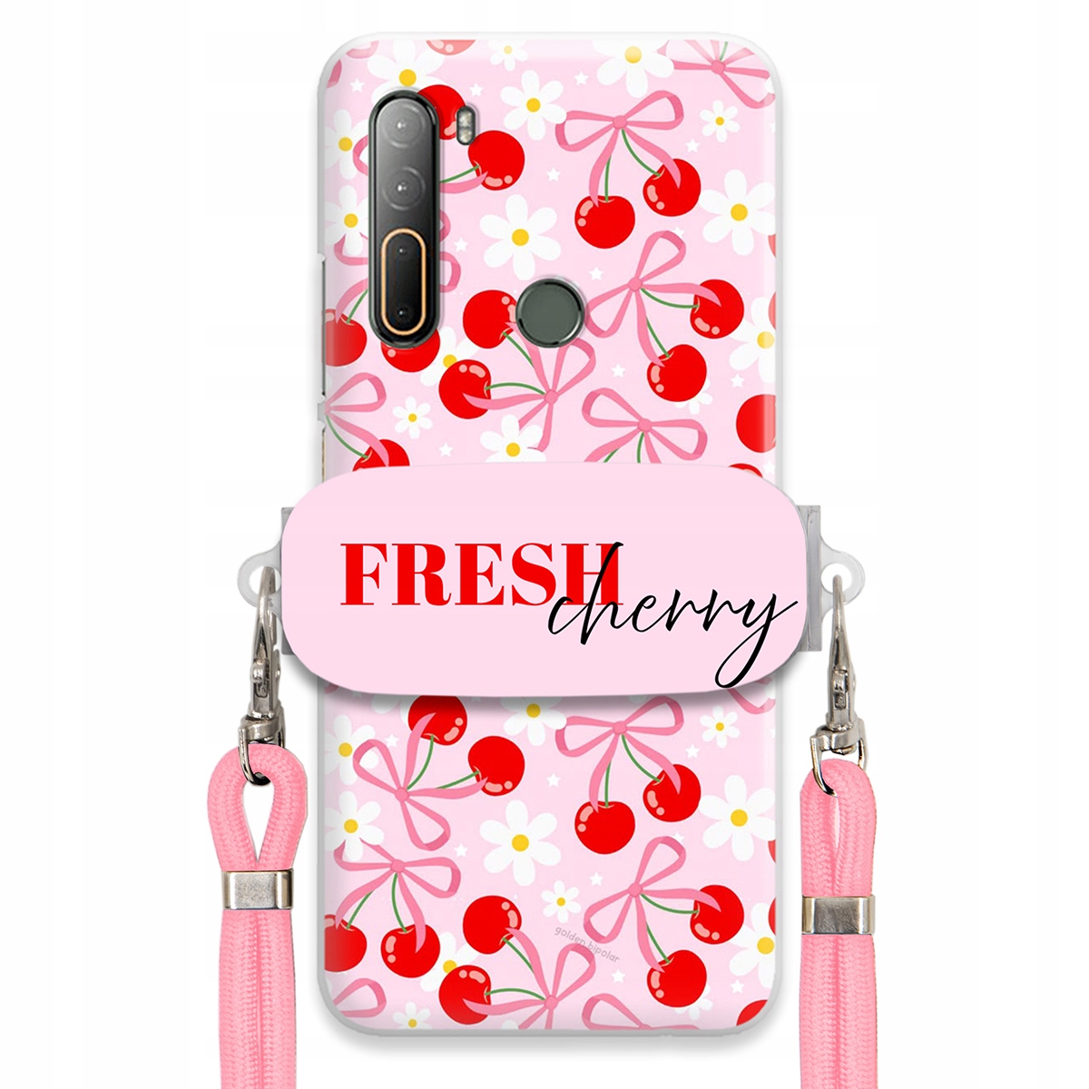 Pouzdro pro Htc Desire U20 5G Case Držák Šňůrka Růžová Fresh Cherry Mašle