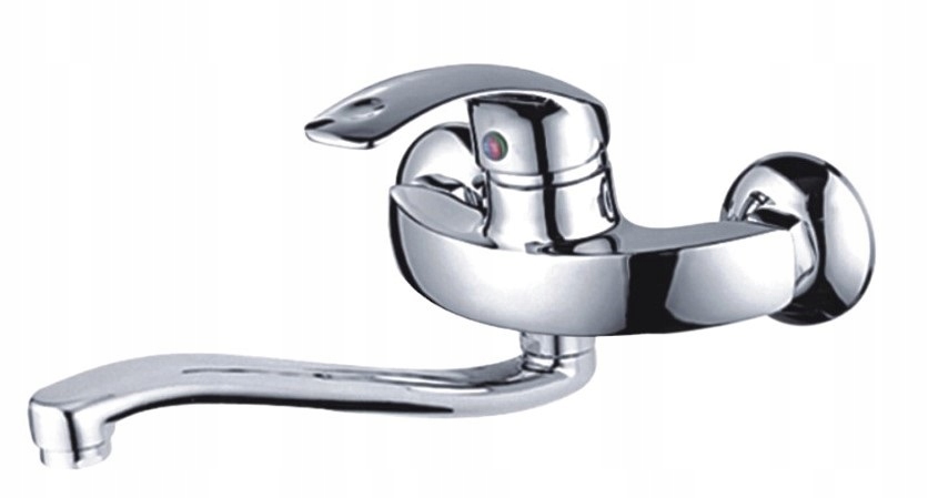 

Bateria Kuchenna Ścienna Chrom Kran Zlewozmywakowy