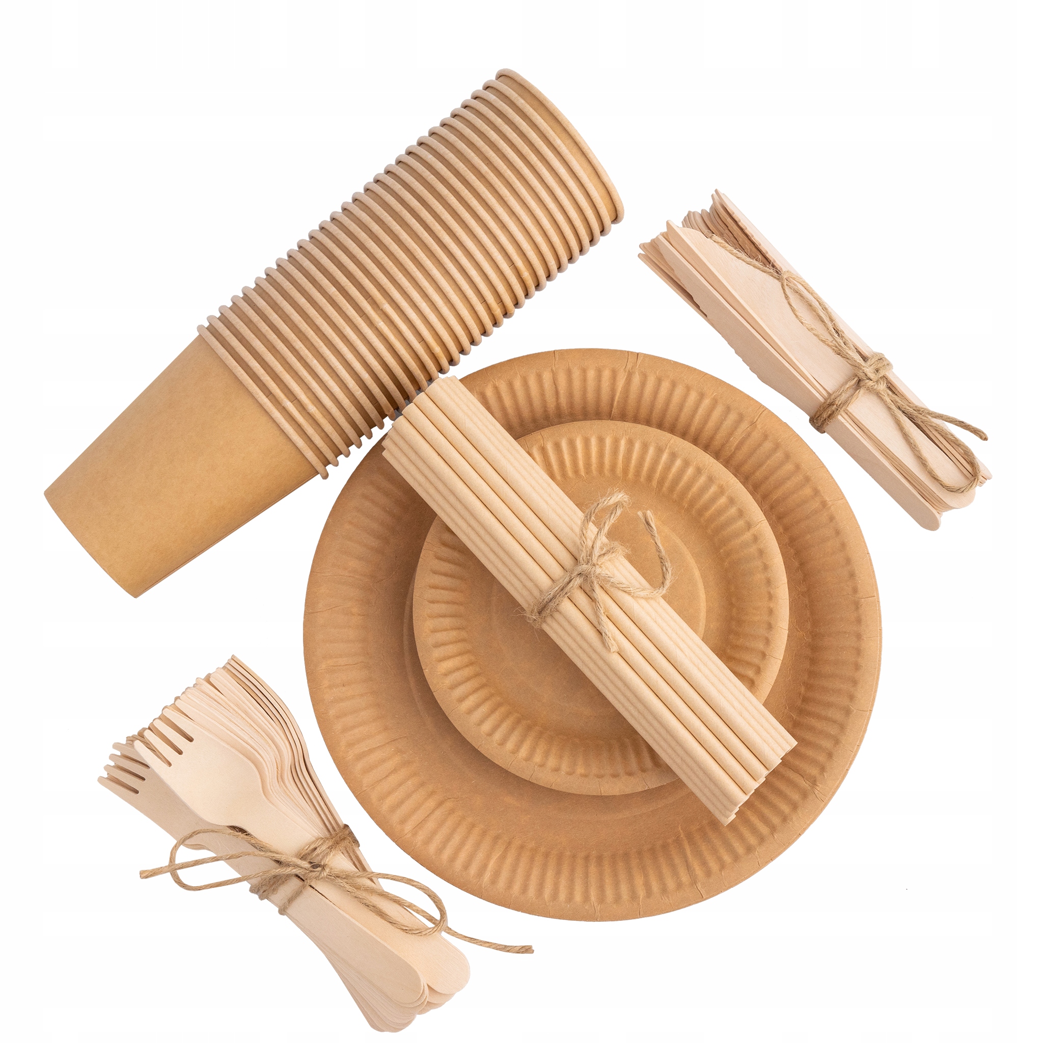 

Eko talerzyki papierowe i sztućce drewniane 12 os.