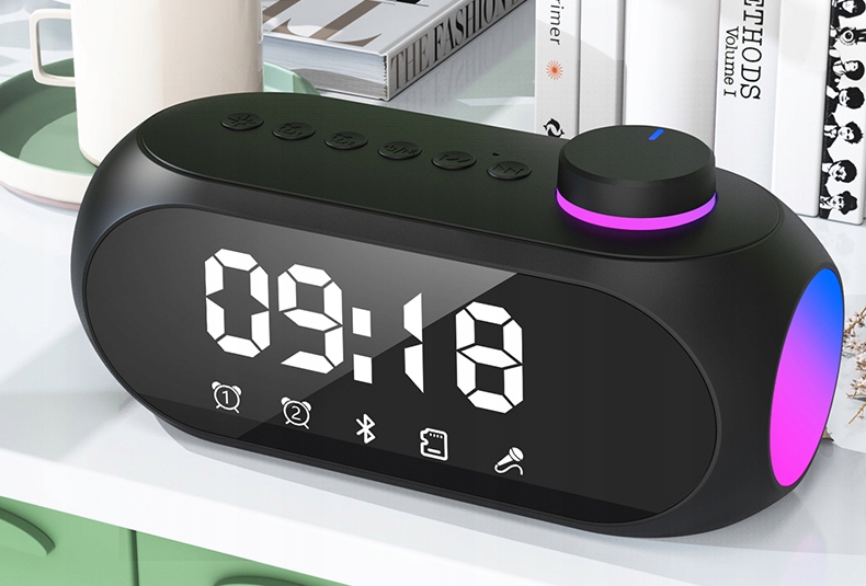 GŁOŚNIK BEZPRZEWODOWY BLUETOOTH BUDZIK ZEGAR LED RADIO FM MP3 OŚWIETLENIE Szerokość produktu 16 cm