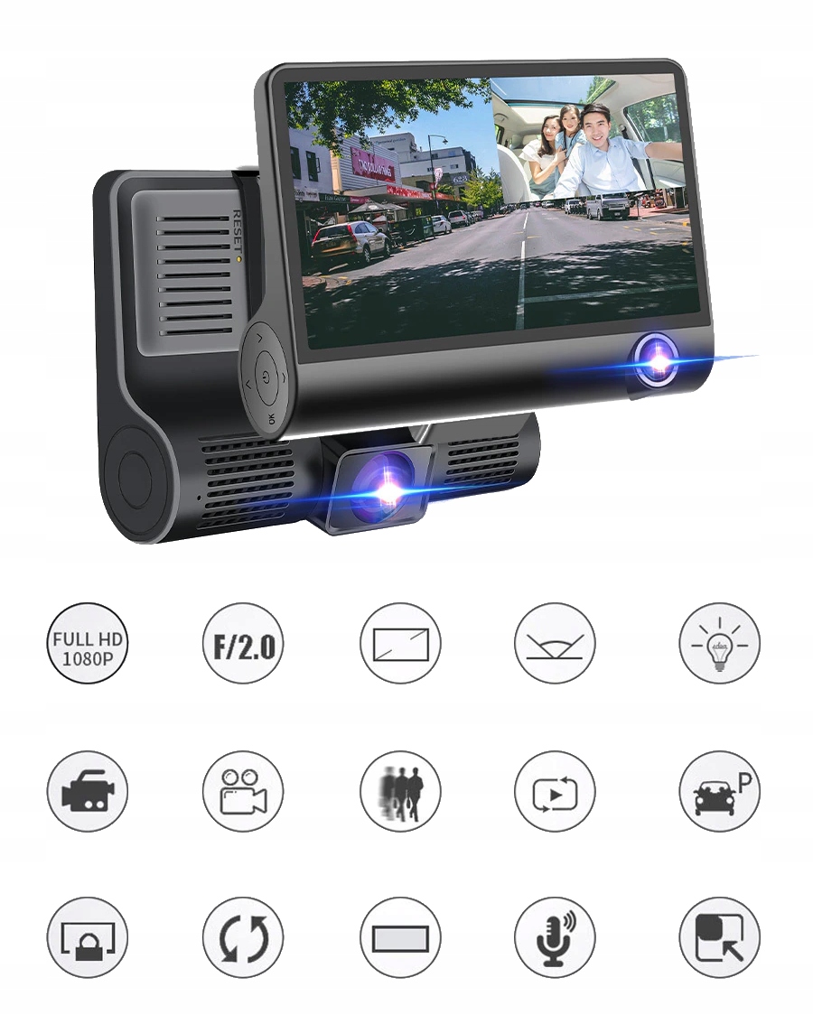 REJESTRATOR JAZDY 3 KAMERY KAMERA COFANIA FULLHD Resolution Full HD 1920 x 1080