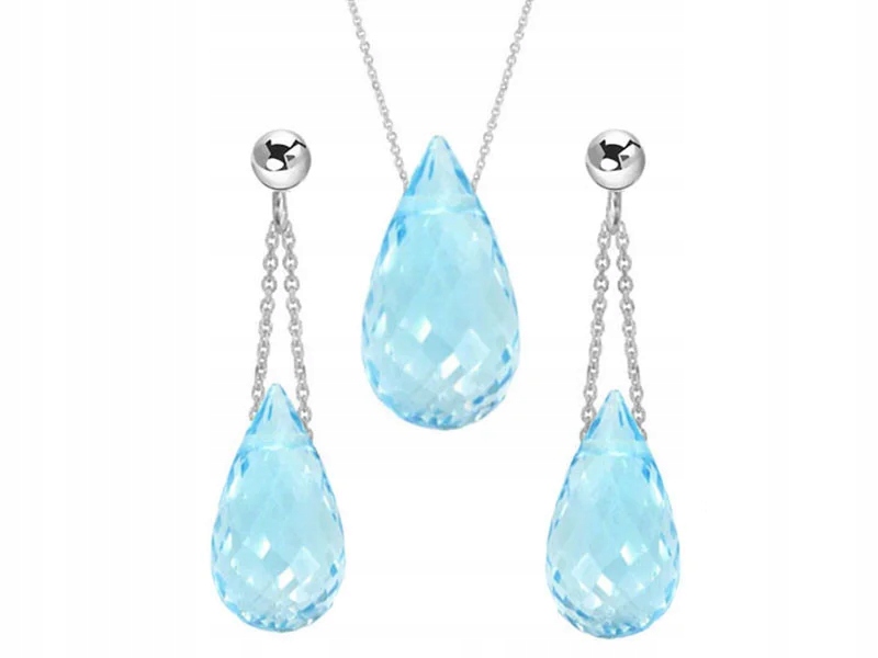 Stříbrný komplet šperků 925 Kapka s modrým topazem jako dárek k topazu