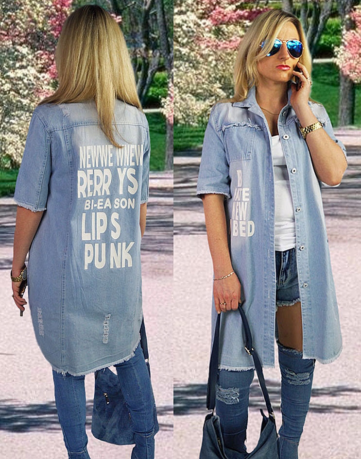 ORYGINALNA MODNA DAMSKA JEANSOWA ROZPINANA NARZUTKA KURTKA KIESZENIE XL /42 Rozmiar 42