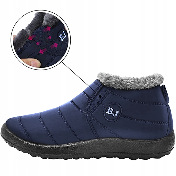 BUTY NA ŚNIEG ZIMOWE OCIEPLANE GRANAT UNISEX 40 Odcień granatowy