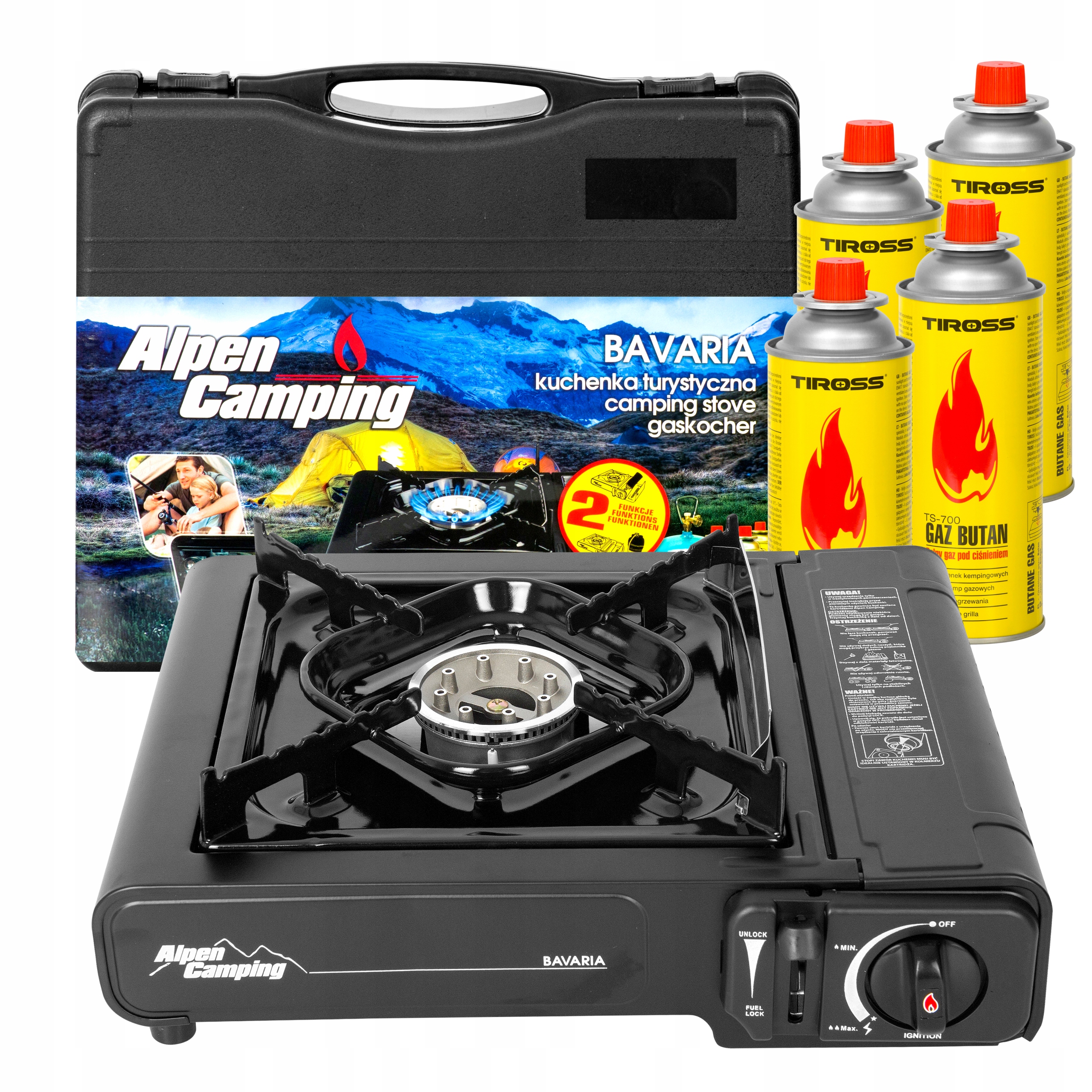 Plynový turistický vařič přenosný 2v1 4x Gaz