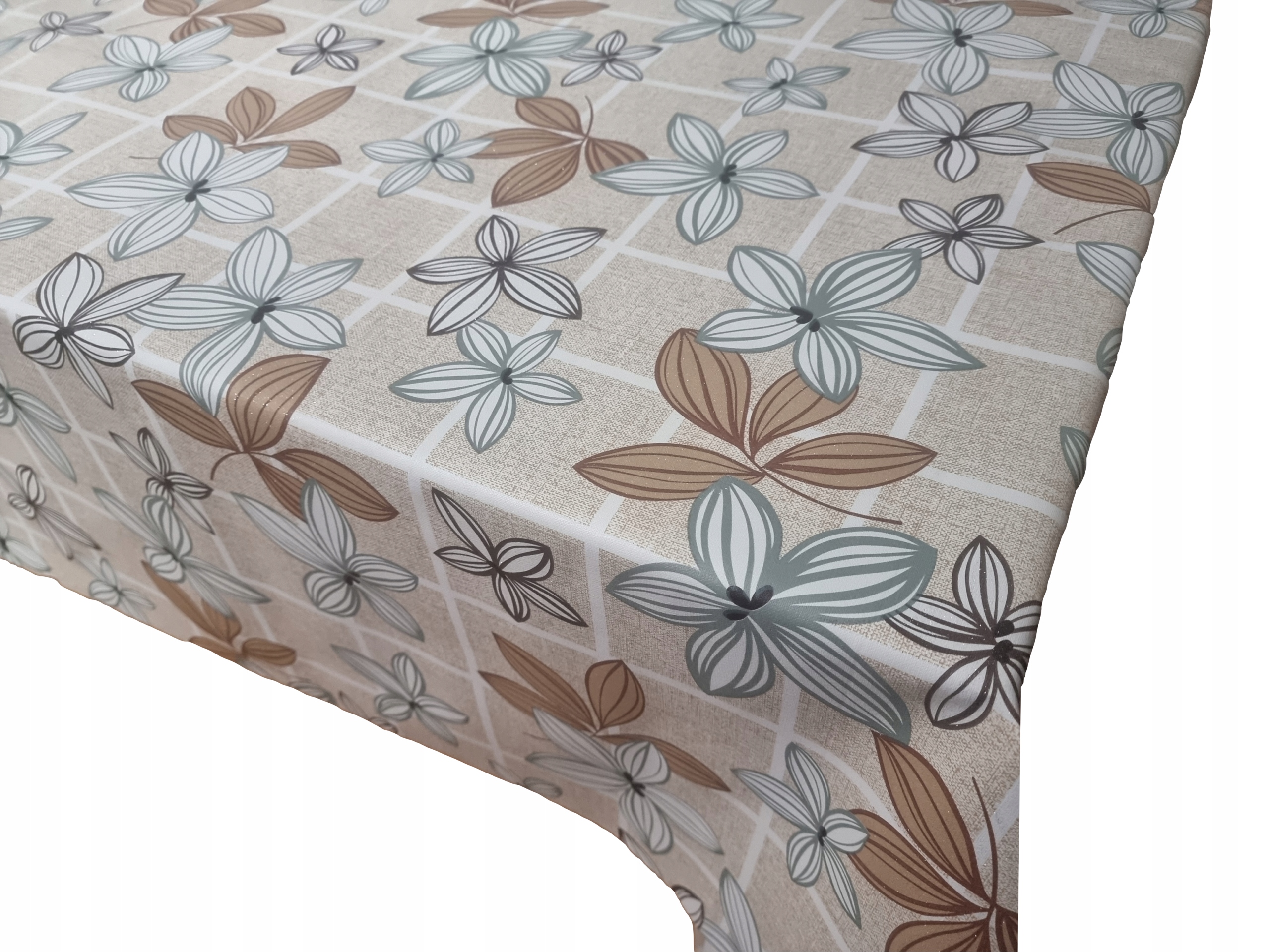 CERATA OBRUS KWIATY Z BROKATEM NA WYMIAR METRY