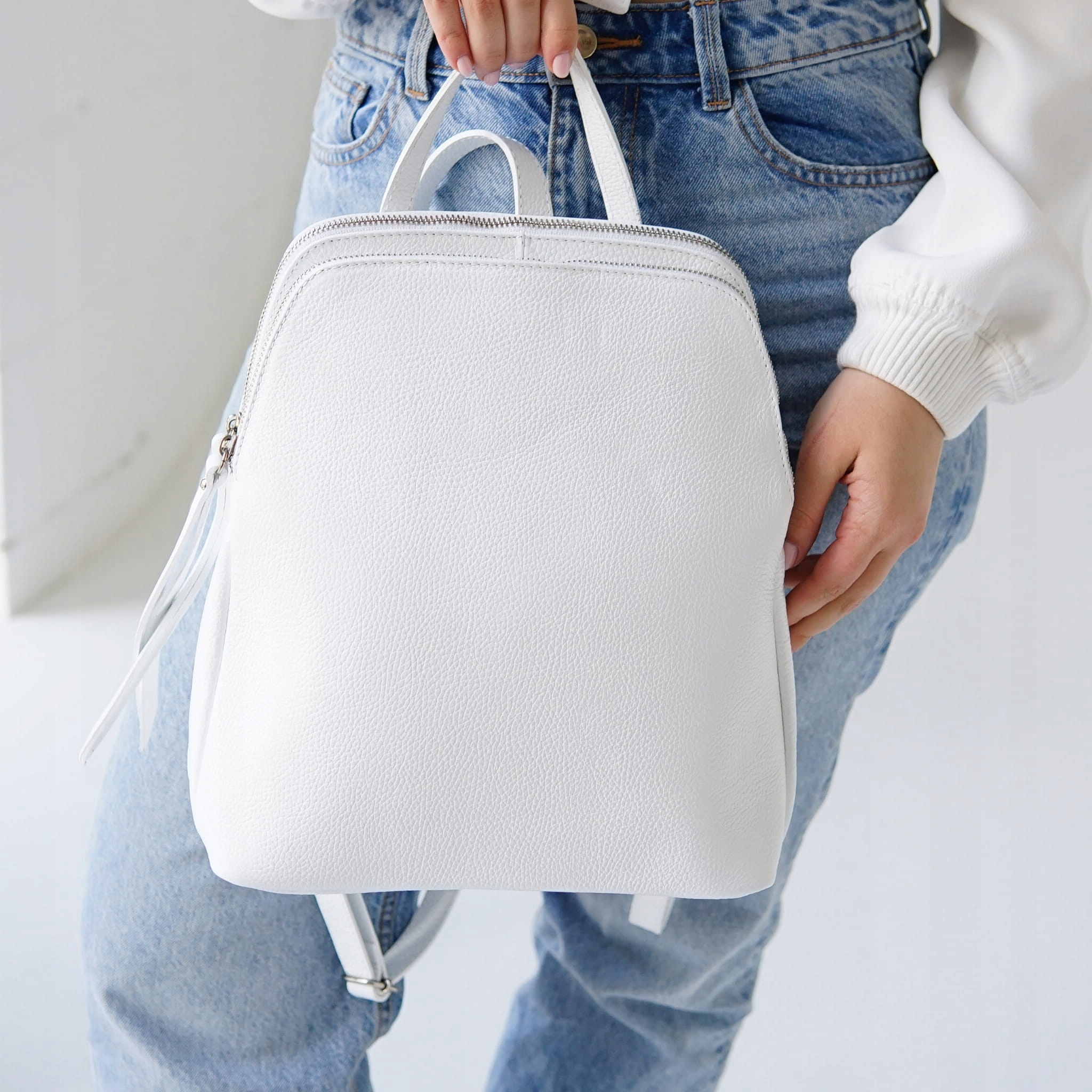 Batoh Dámský přírodní kůže Dora Bílý